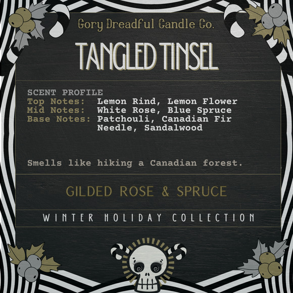 Tangled Tinsel Luxury Wickless Candle: Gilded Rose & Spruce Scent - Picture 2 of 7